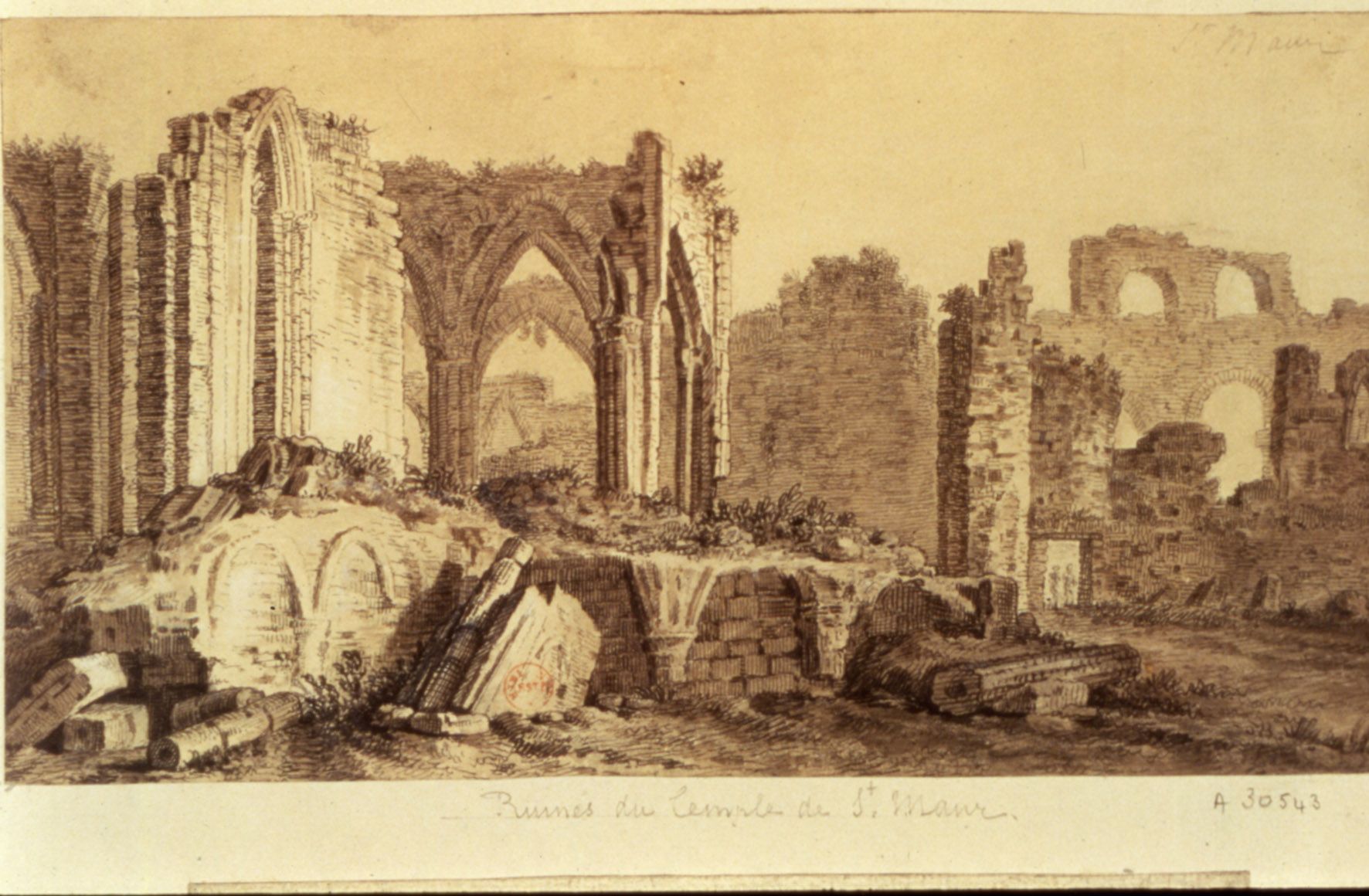 Ruines de l'abbaye en 1750